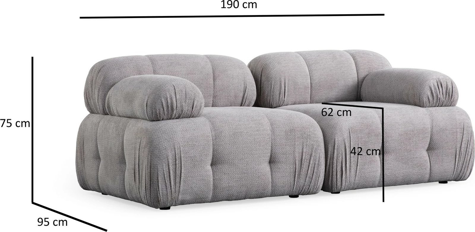 Kënd-sofë Atelier del Sofa Petite 2, ngjyrë gri e çelët