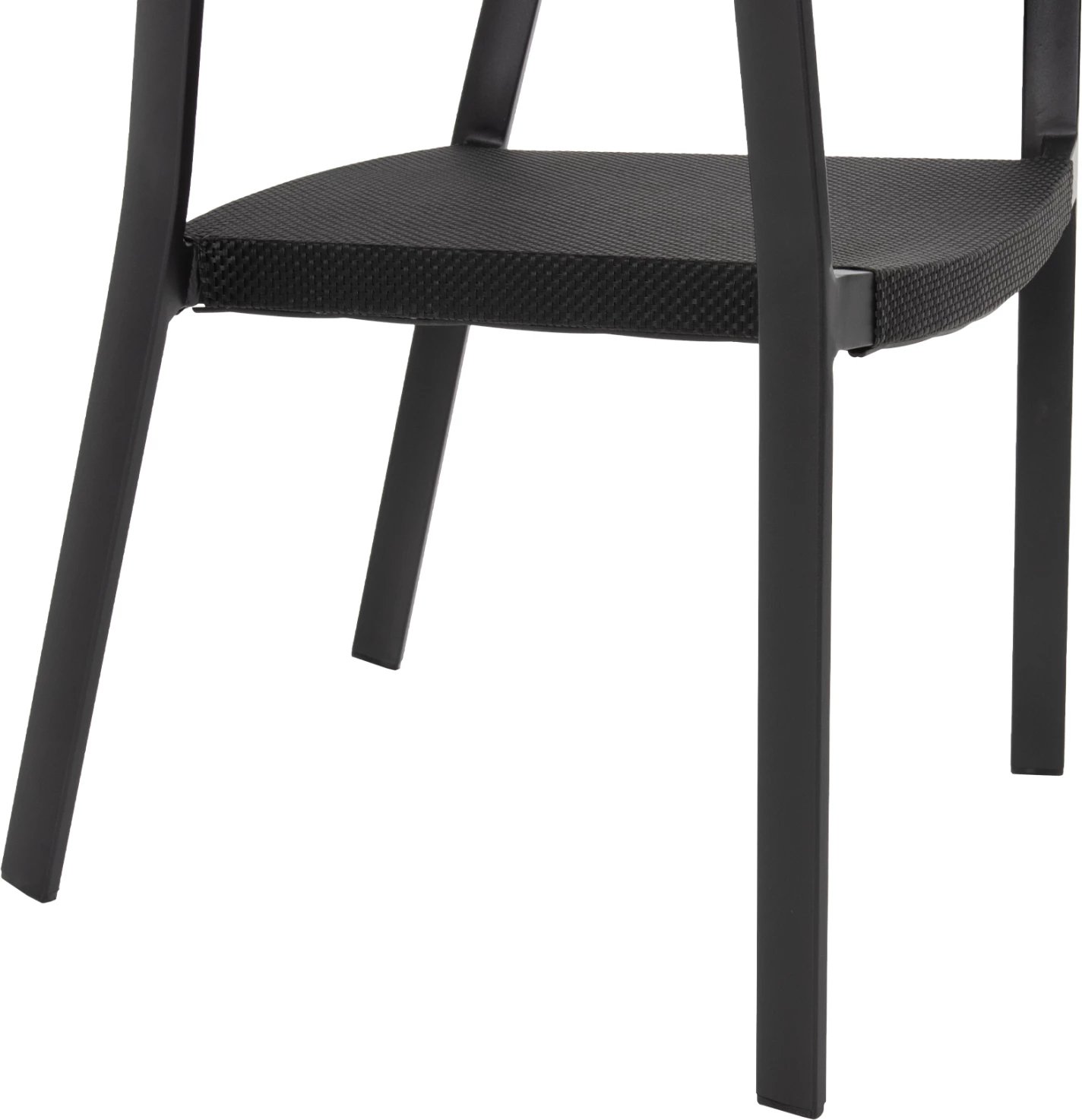 Karrige alumini FH5891.05, kornizë e zezë dhe tekstil, shpinë ratan bezhë, 57.5x59x81.5 cm