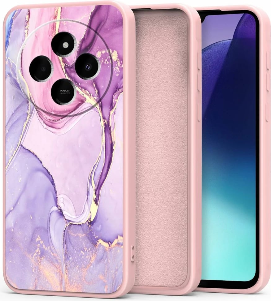 Mbështjellës Tech-Protect Icon për Xiaomi Redmi 14C / Poco C75, mermer, rozë