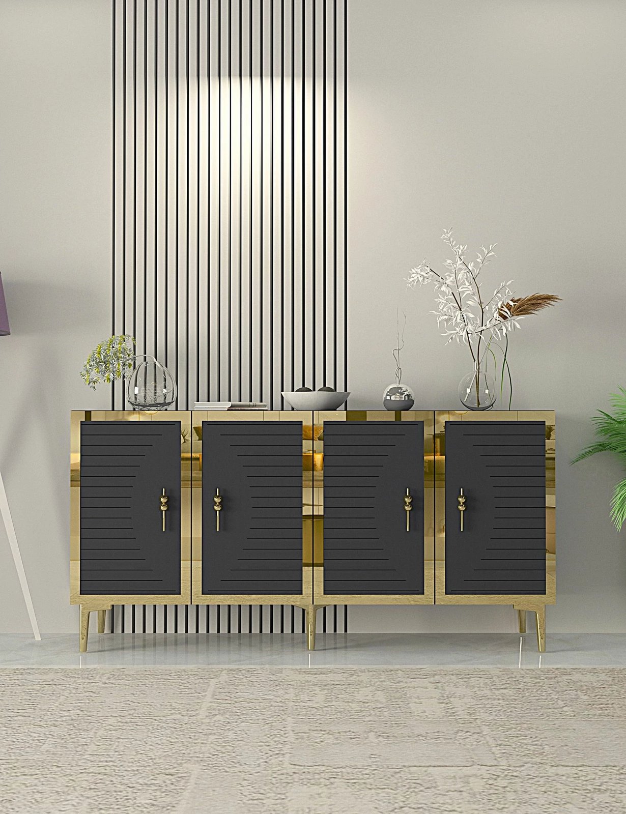 Konsolë, ngjyrë antracit dhe ari, Skye Decor