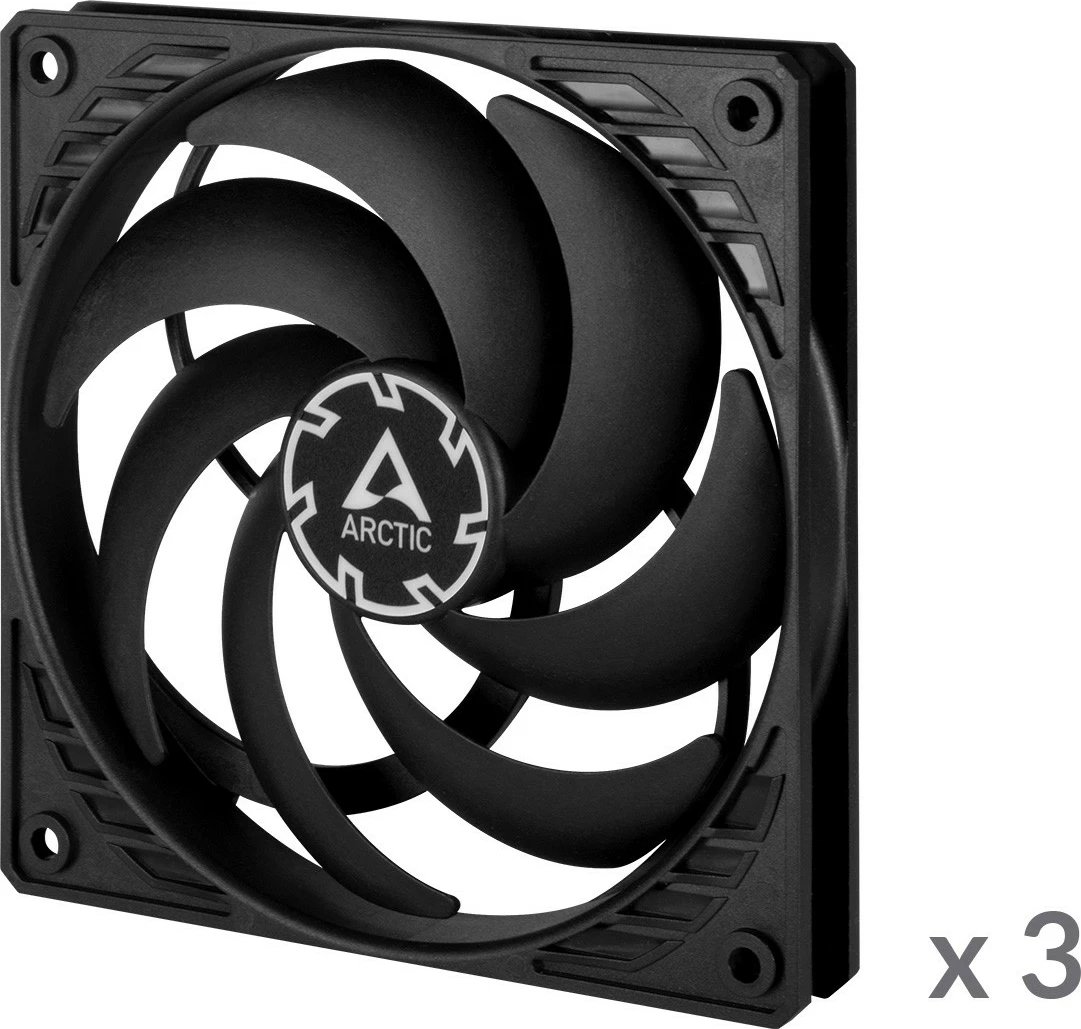 Ventilator kase ARCTIC P12 SLIM PWM PST 3 copë, 120mm, i zi