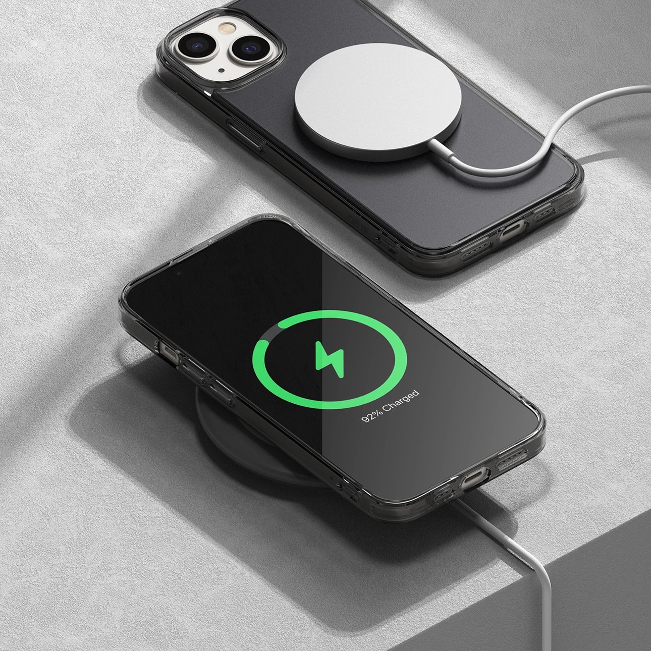 Mbështjellës Ringke Fusion Matte për iPhone 14 Plus, gri gjysmë-transparent
