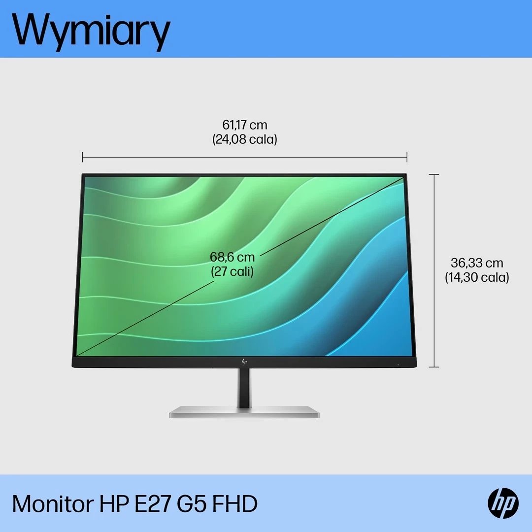 Monitor HP E27 G5, 27", Full HD, 75Hz, i zi/argjend