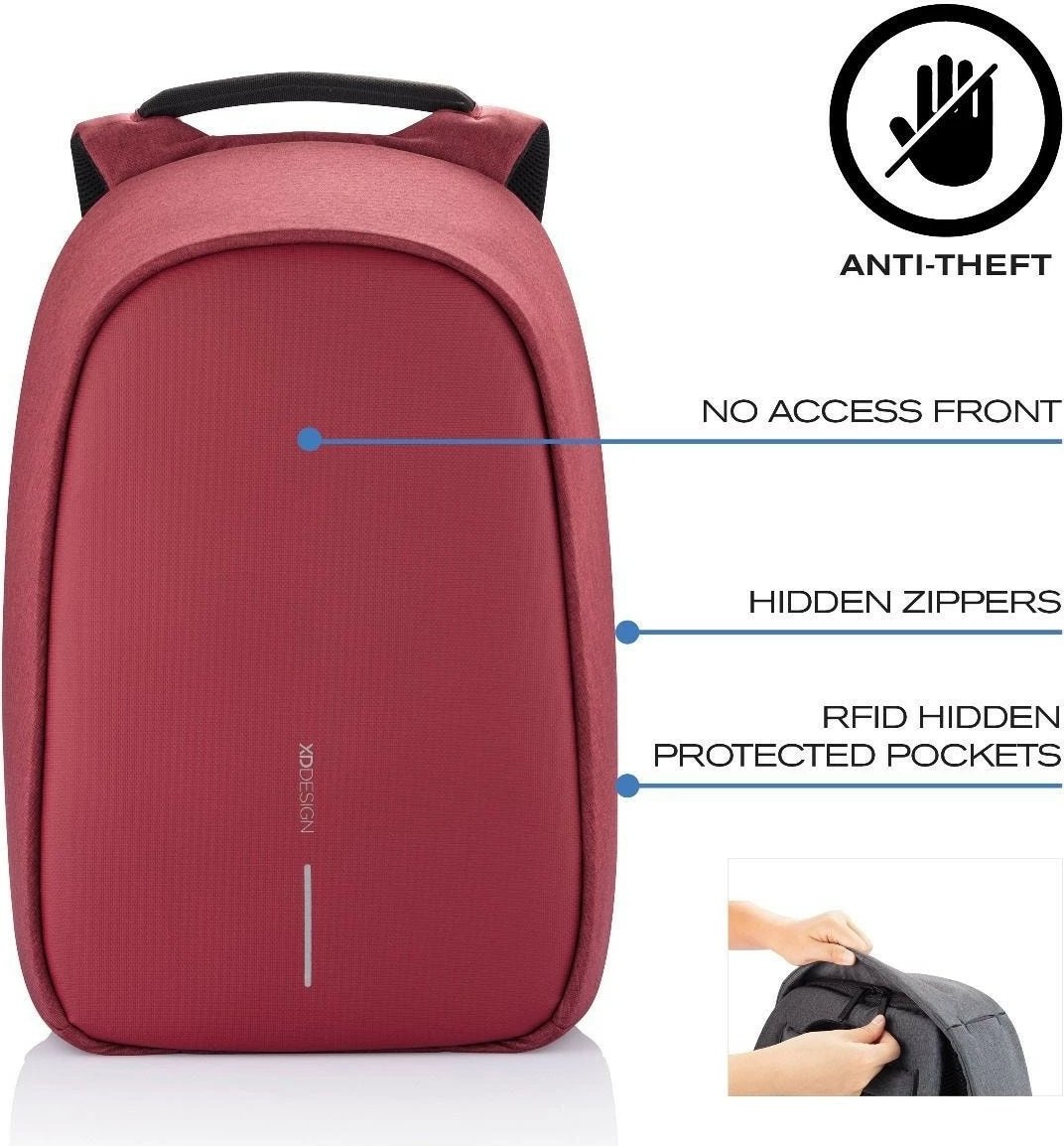 Çantë shpine XD DESIGN BOBBY HERO REGULAR, 16L, për laptop 15.6", e kuqe Çantë shpine XD DESIGN BOBBY HERO REGULAR, 16L, për laptop 15.6", e kuqe