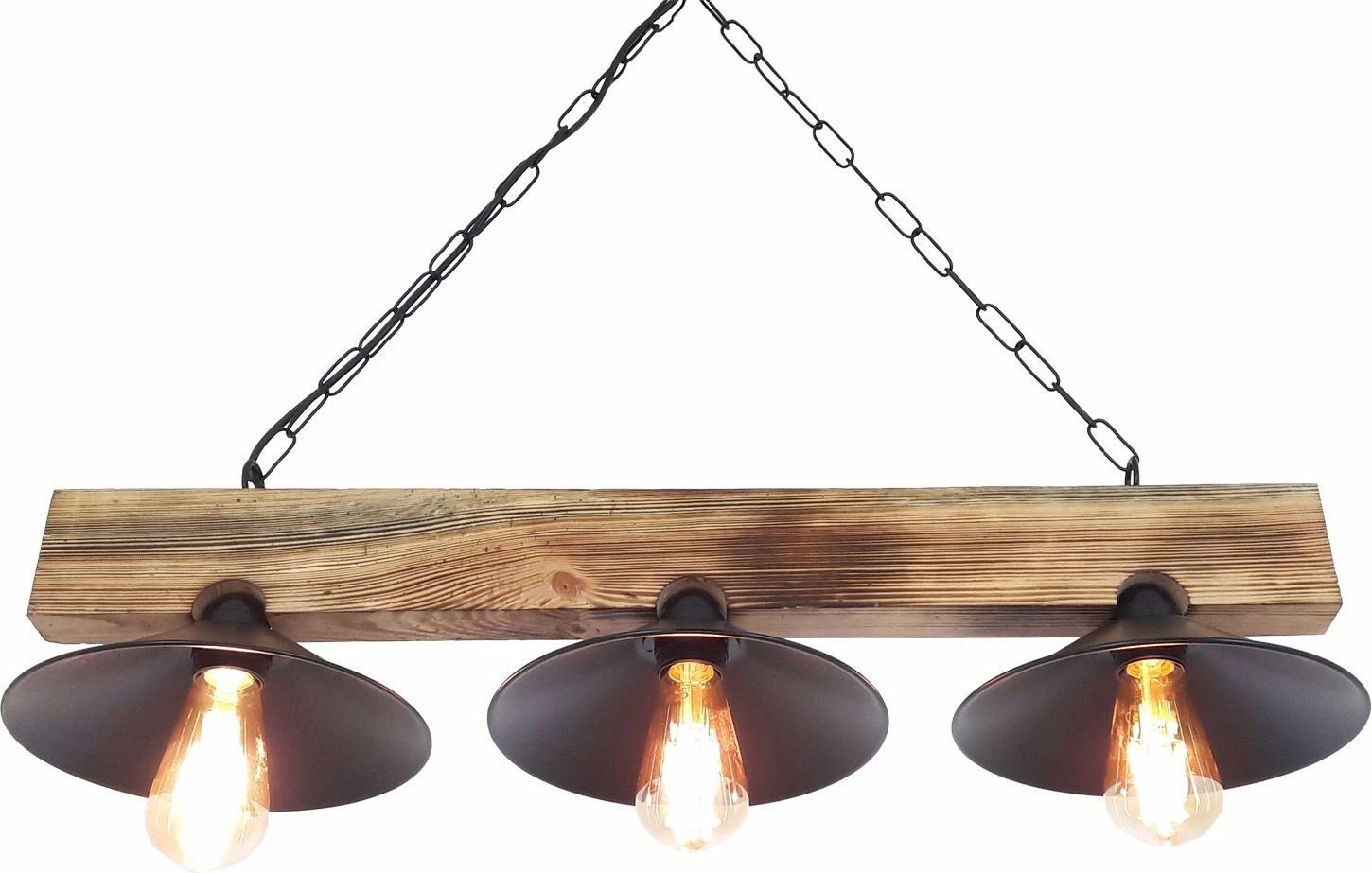 Llambë tavani Opviq, dru bredhi, tre kapakë, ngjyrë arre dhe e zezë, 80x22x65cm