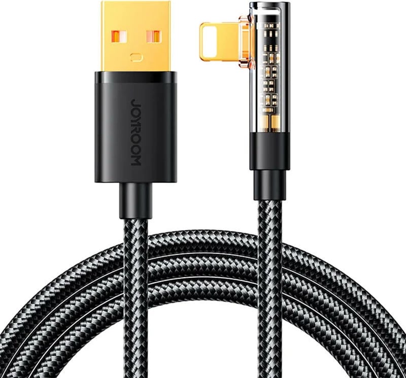 Kabllo këndore Joyroom S-UL012A6, 1.2m, USB-A në Lightning, e zezë