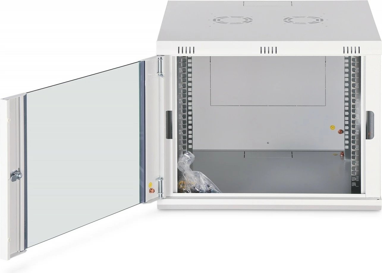 Kabinet rrjeti muror Digitus DN-37106 19" 9U 474x600x600 mm derë xhami IP20 ngarkesë 60 kg i pa-montuar gri