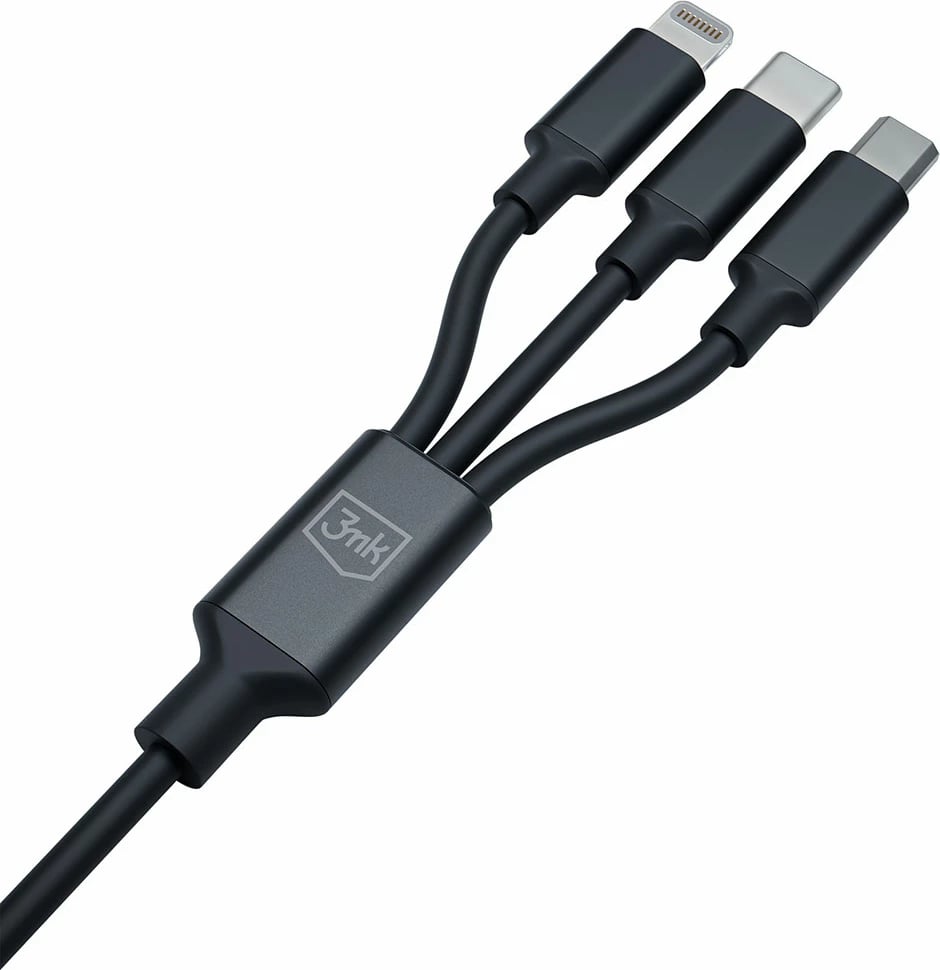 Kabllo 3in1 3mk Hyper Cable, 1.5m, USB-A në USB-C/Micro USB/Lightning, e zezë Kabllo 3in1 3mk Hyper Cable, 1.5m, USB-A në USB-C/Micro USB/Lightning, e zezë