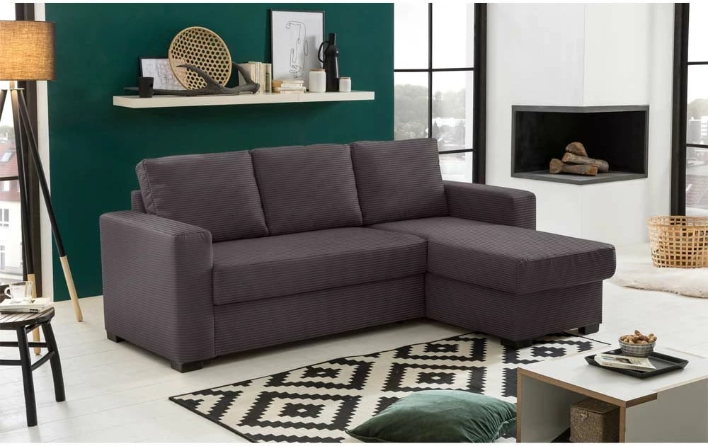 Kënd divan shtrat, i kthyeshëm, ngjyrë gri, 220x150x88