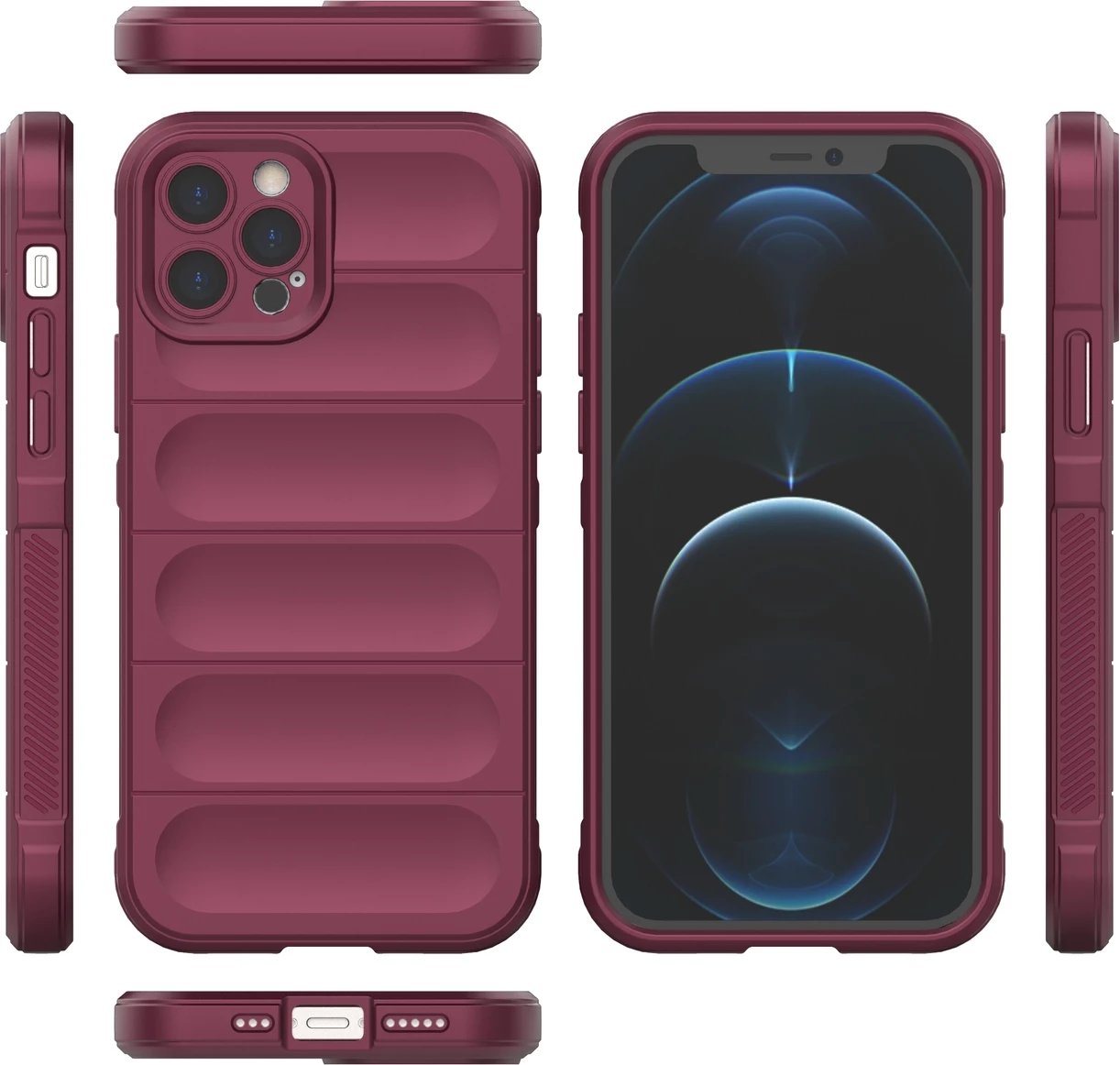 Mbështjellës Hurtel Magic Shield Case për iPhone 12 Pro, fleksibil, i blinduar, i kuq