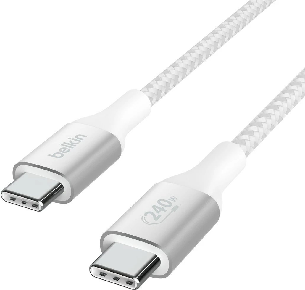 Kabllo USB-C Belkin CAB015bt2MWH, 2m, 240W, e bardhë