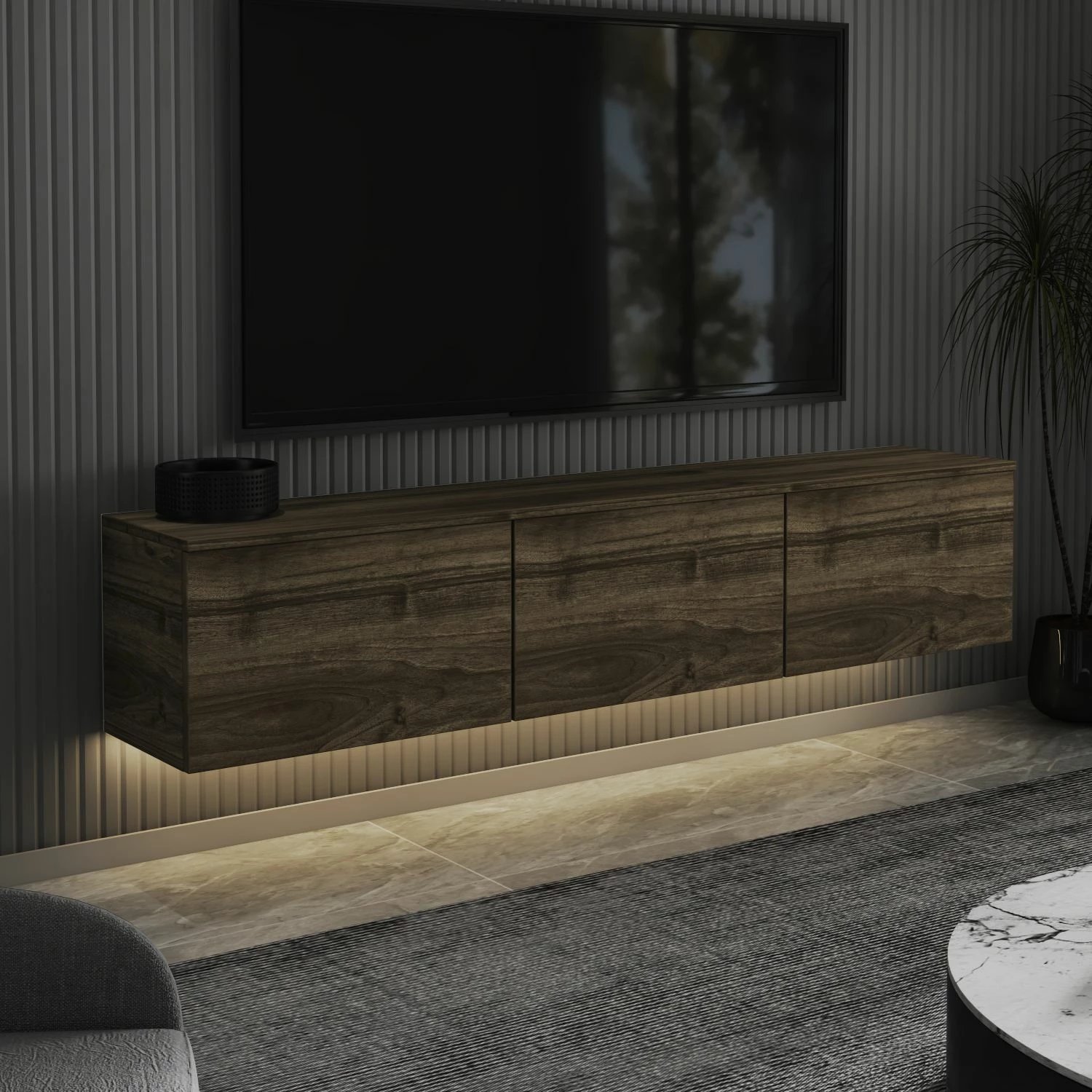 Komodë TV Skye Decor, ngjyrë arre, Neon