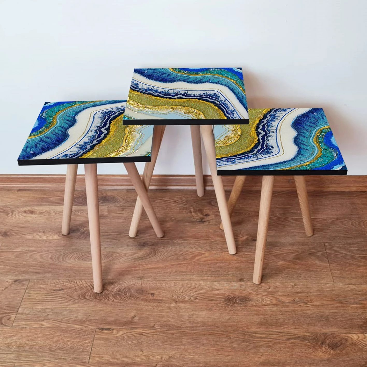 Set tavolinash të vendosshme, shumëngjyrëshe, Skye Decor, 3 copë, 3Shp71