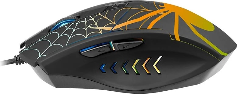 Maus gaming Tracer Black Widow, optik me kabllo USB 1.3 m, 800-1600 DPI, 6 butona, RGB, i zi