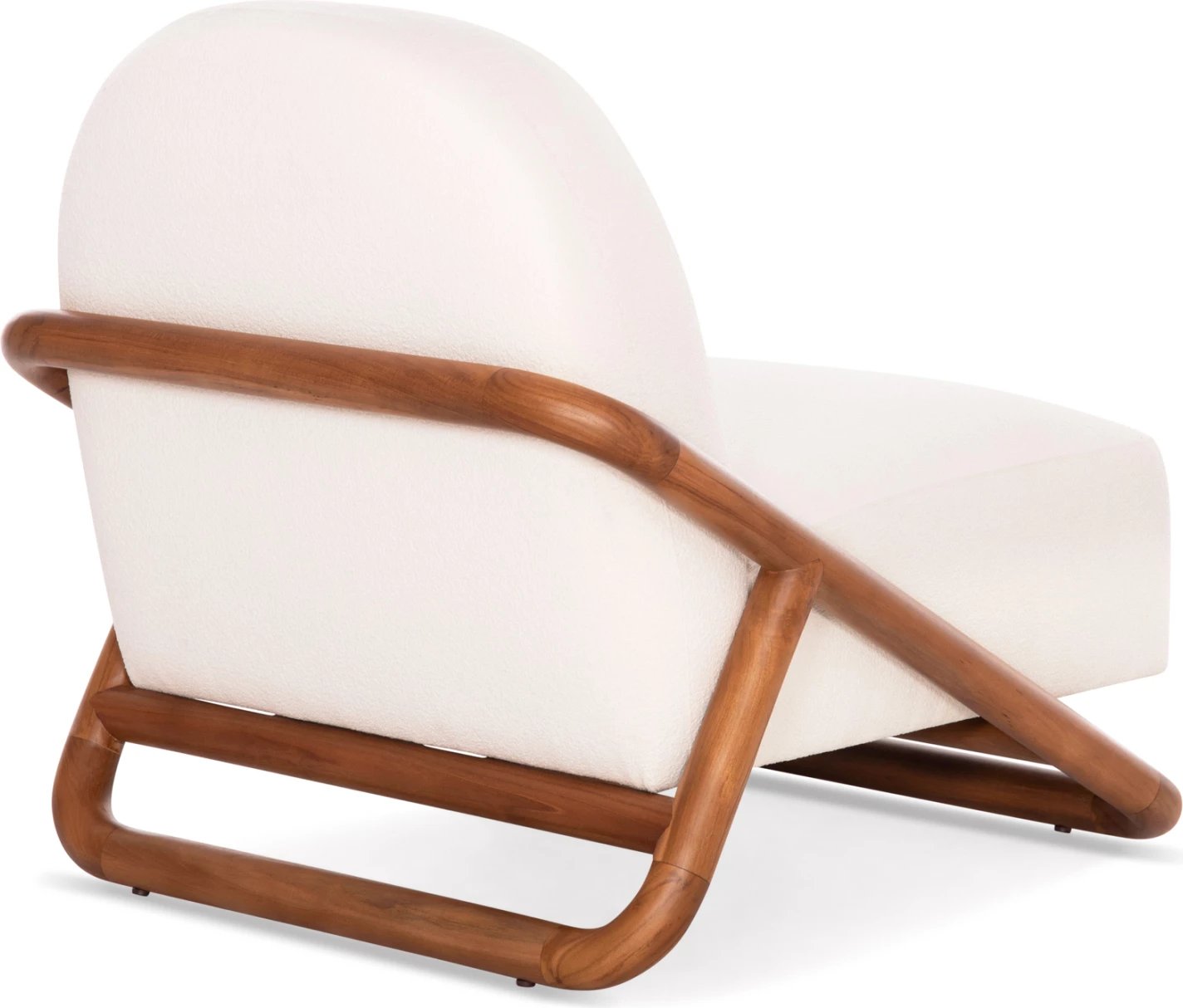 Karrige lounge Ramrod, dru tik natyral, boucle krem e bardhë, 75x87x79cm