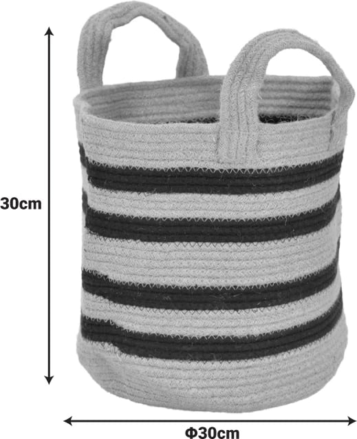 Shportë dekorative Mibra, pambuk-jutë, ngjyrë bezhë-e zezë, 30x30cm