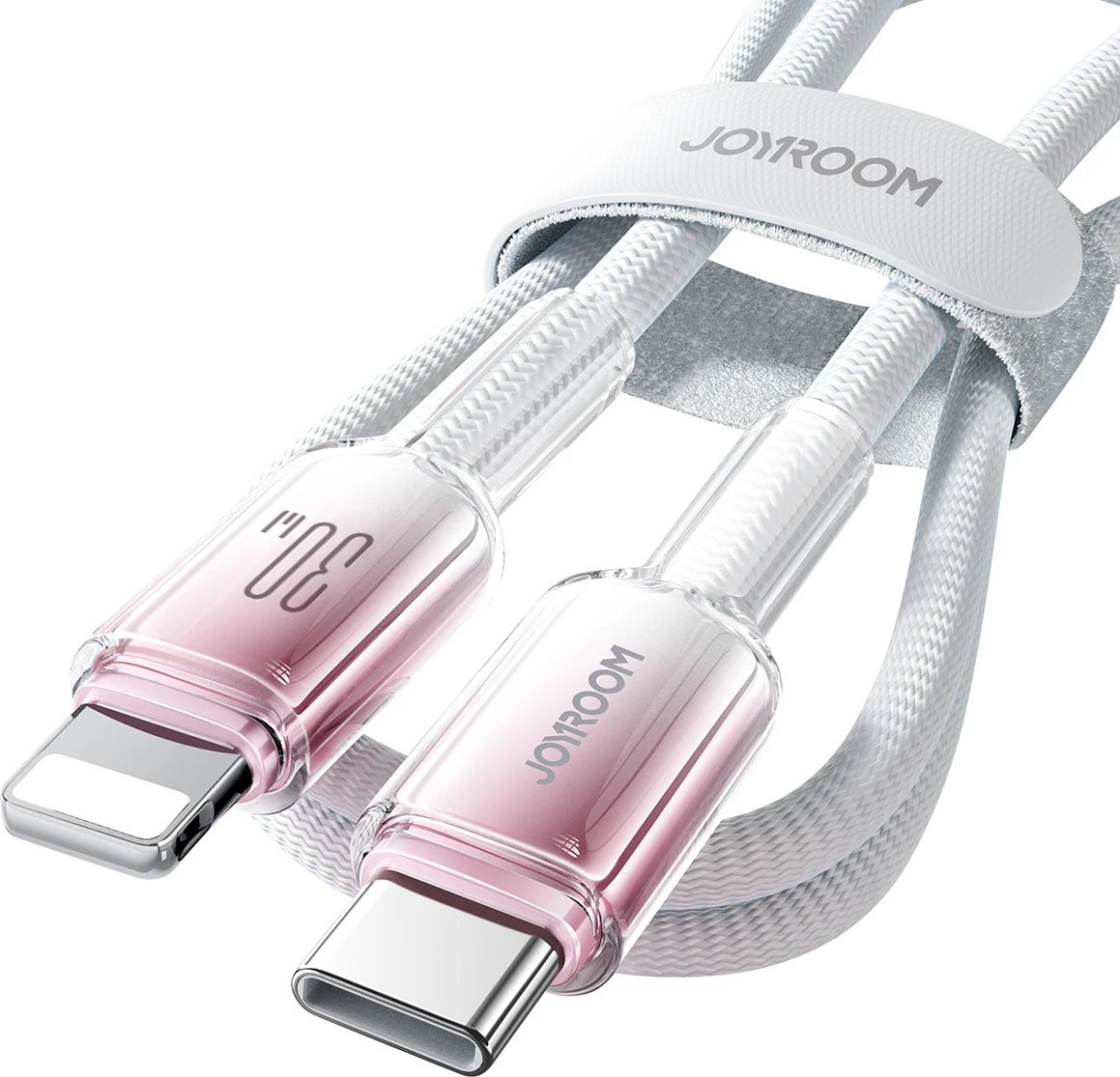 Kabllo Joyroom S-A42 Crystal-Clear Series, USB-C në Lightning, 1.2m, 30W, Bardhë