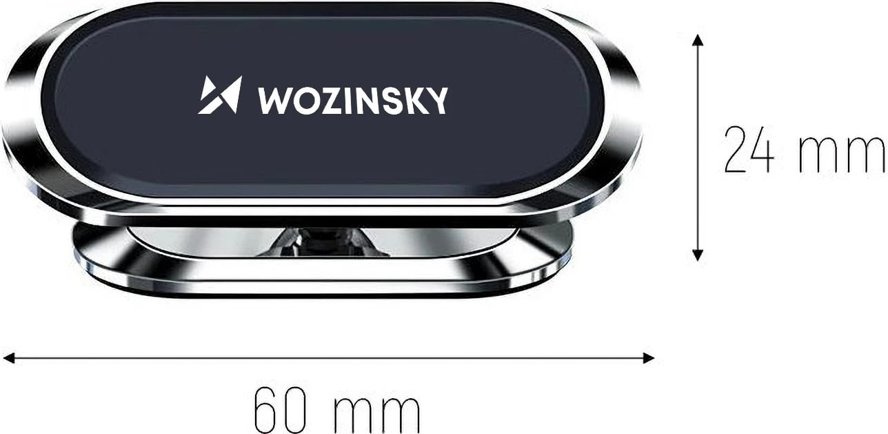Mbajtës magnetik për telefon Wozinsky WMH-06, vetë-ngjitës, rrotullim 360°, argjendtë/zi