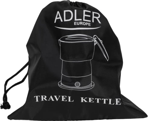 Çajnik elektrik udhëtimi, Adler, AD 1377, 0.6 L, 600 W, trup silikon i palosshëm, funksion mbajtje ngrohtë, kabllo e shkëputshme, gri