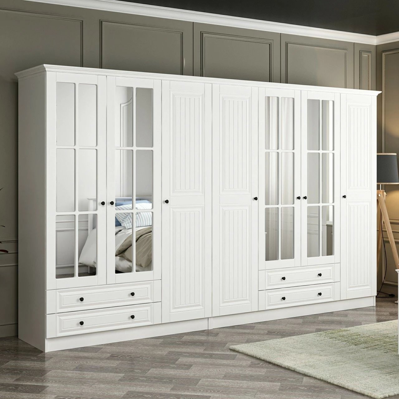 Dollap Skye Decor, i bardhë, 315x210x52cm, 11 pjesë