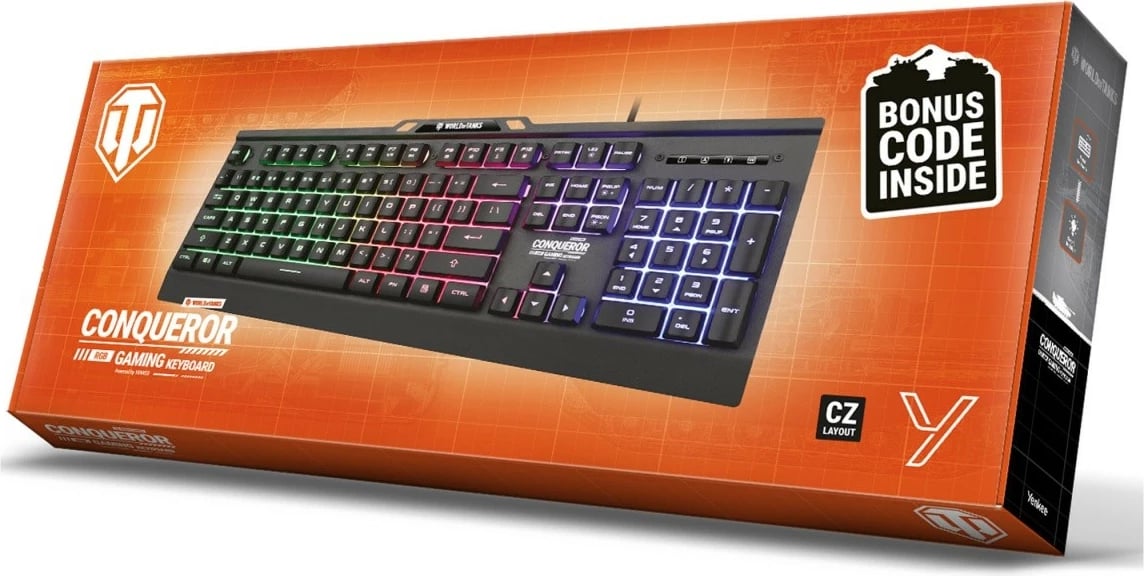 Tastierë gaming YENKEE CONQUEROR WT200, me ndriçim dinamik, World Of Tanks, e zezë