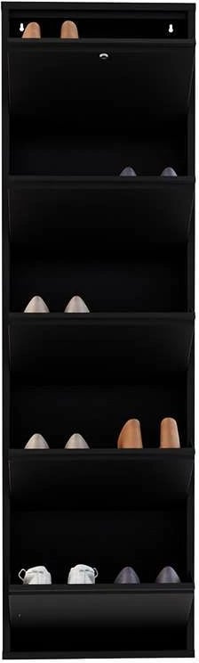 Dollap këpucësh Skye Decor, metal, 5 pjesë, ngjyrë e zezë, me kyç