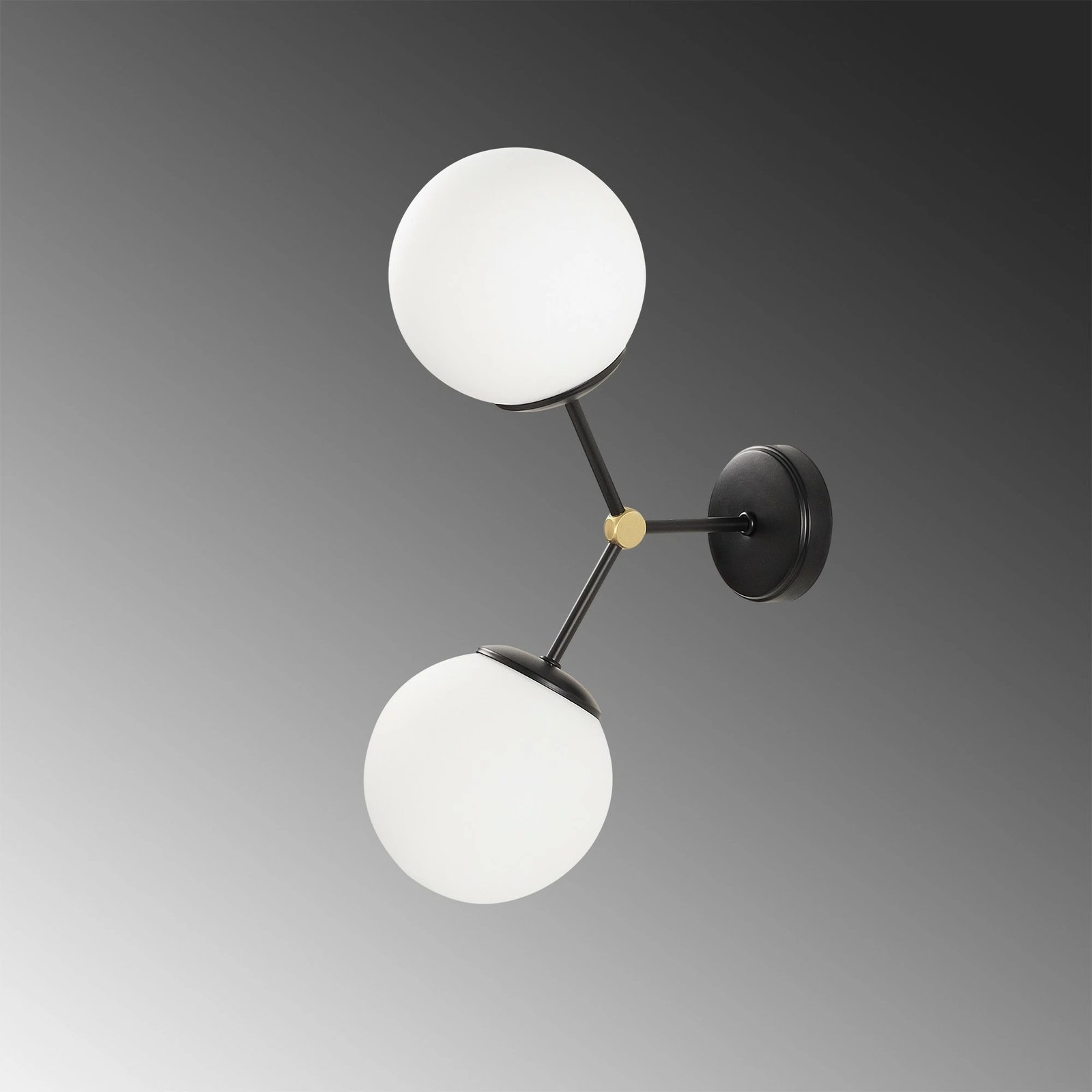 Llambë muri Opviq, Damar - 6342, moderne, trup metalik, kapak qelqi, e zezë dhe e bardhë, 28x15x44cm