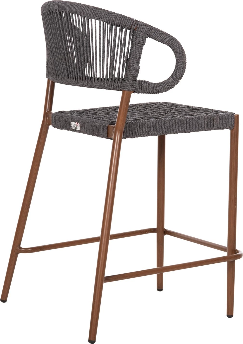 Karrige për bar, lartësi mesatare, EULO FH6087.01, alumin, ngjyrë arre, ratan sintetik gri, 60x60x99H cm