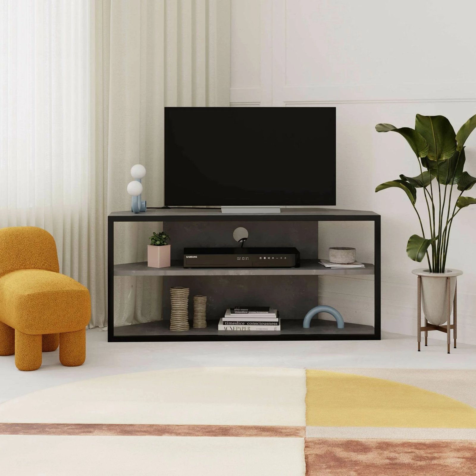 Komodinë TV, ngjyrë gri retro, Skye Decor, Echo