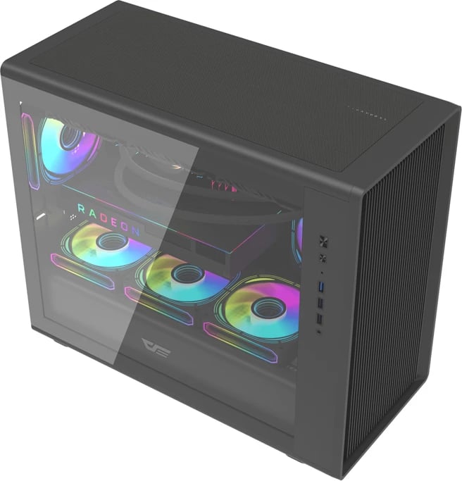Kasë kompjuteri, Darkflash DB460M, Big Tower mATX/ITX, panel xhami i temperuar, deri 12 ventilatorë / radiator 360 mm, pa ventilatorë, e zezë