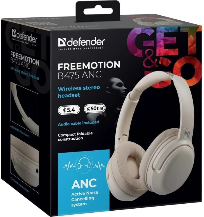 Kufje pa tela Defender FreeMotion B475 ANC, bezhë