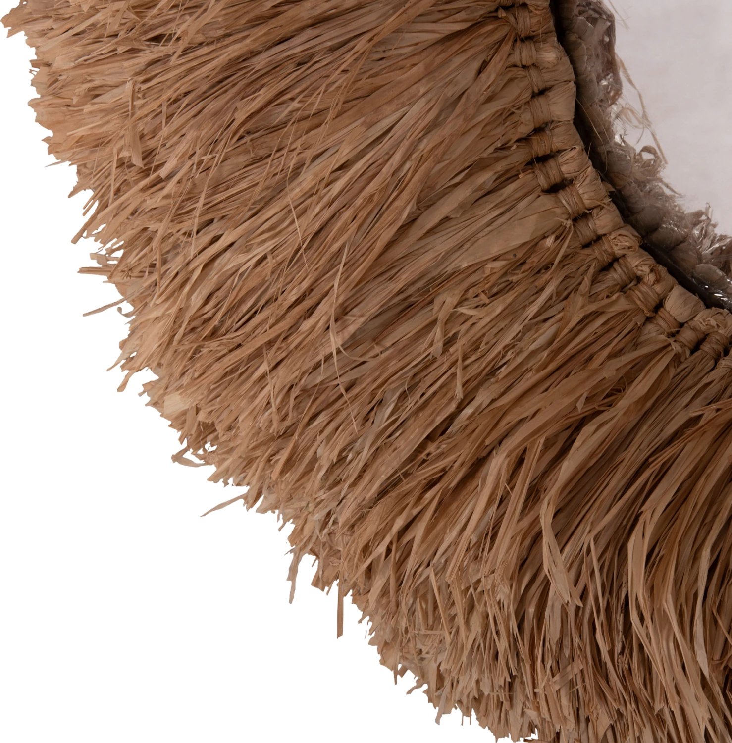 Pasqyrë muri ovale, kornizë fibra sisali, ngjyrë natyrale, FH4711, 95x60x15cm