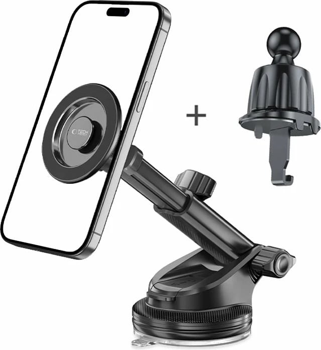 Mbajtës magnetik për celular Tech-Protect N58, MagSafe, për kokpit, xham ose ventilator, i zi