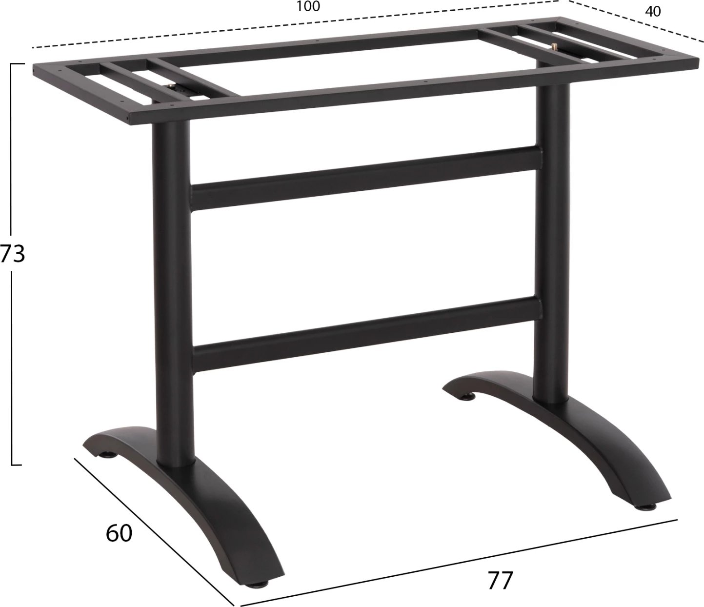 Bazë për tavolinë metalike, ngjyrë e zezë mat, FH468.11, me rregullues lartësie, 100x40x73 cm