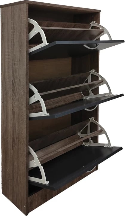 Raft këpucësh Savaz, ngjyrë lis-antracit, 60x24x114cm