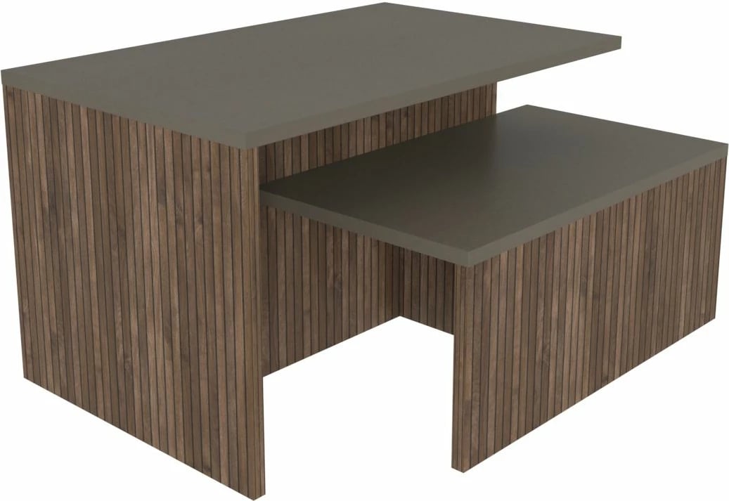 Set tavolinash të mbivendosura Skye Decor, Twins, ngjyrë taupe dhe lis (2 copë)