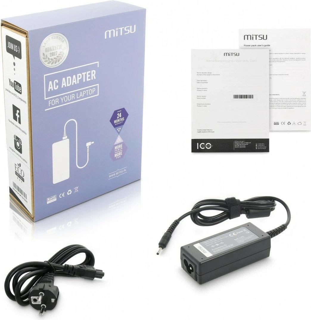 Kasë furnizuesi Mitsu ZM/SAM1921C për laptop Samsung, 19V 2.1A, 40W, e zezë