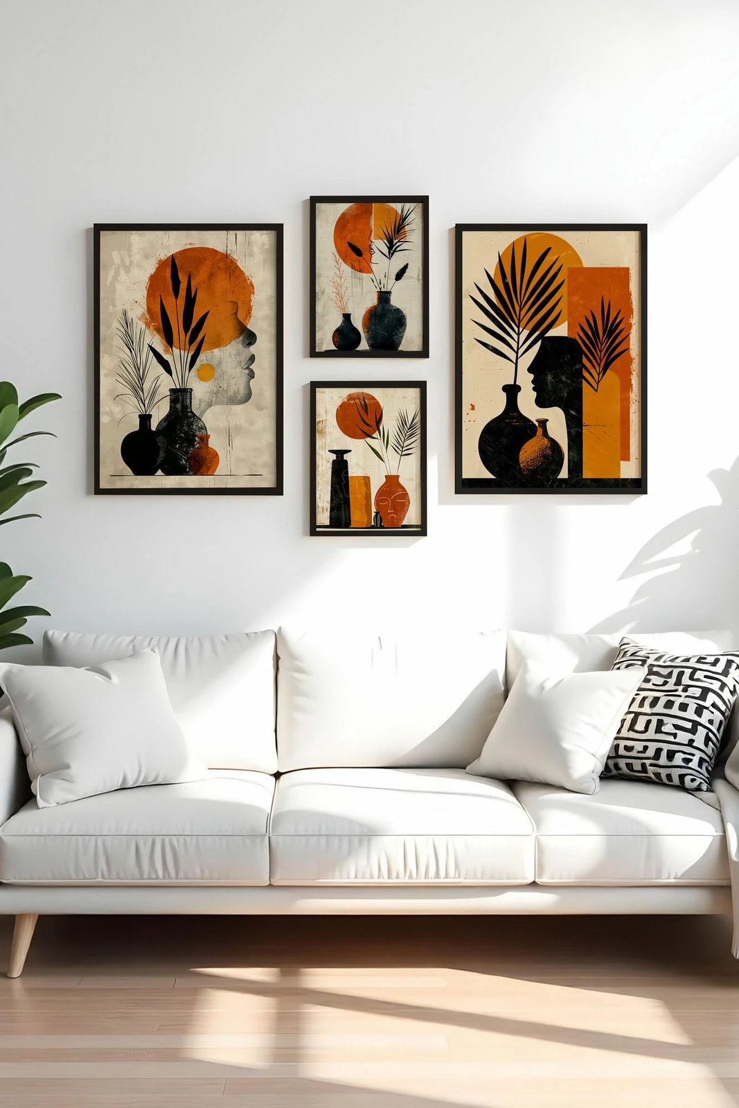 Set pikturash dekorative me kornizë, MDF, shumëngjyrëshe, 4 copë, Wallity, Huhu445-S