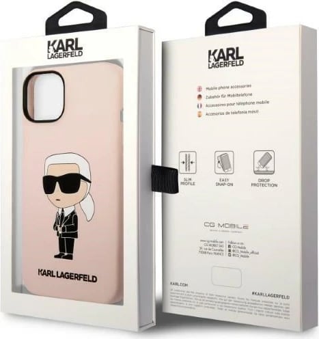 Mbështjellës Karl Lagerfeld Silicone Ikonik për iPhone 14 Plus 6.7", rozë