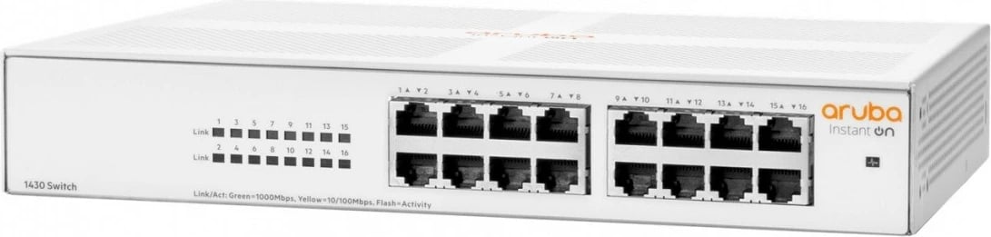 Switch Aruba Instant On 1430, Hewlett Packard Enterprise, 16 porte 1GbE, R8R47A, i bardhë