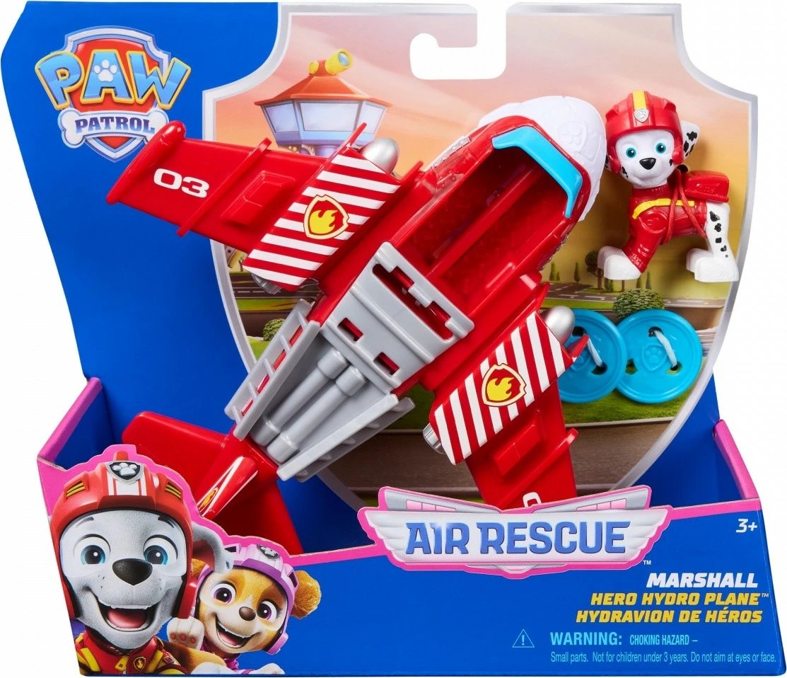Lodër Paw Patrol Spin Master Marshall Air Rescue, me aeroplan, për fëmijë, Kuqe/Bardhë/Gri