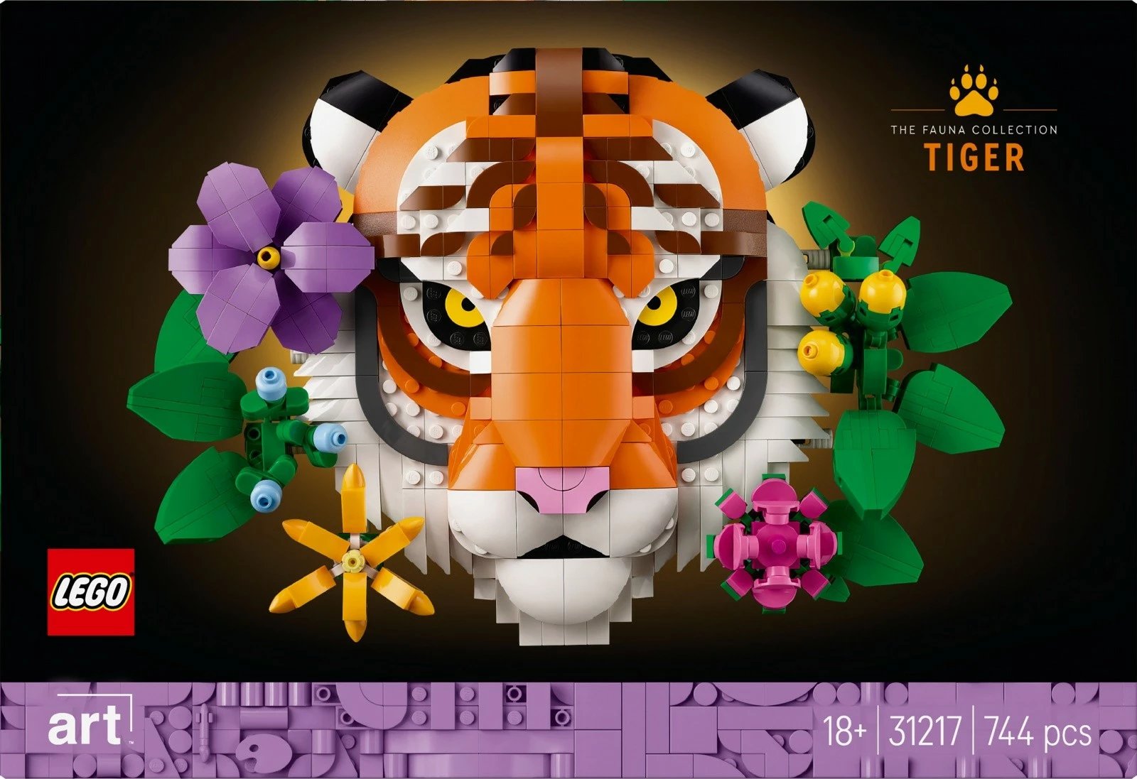 Set ndërtimi LEGO Art Collection Animals Tiger 31217, 744 pjesë, dekor për të rritur