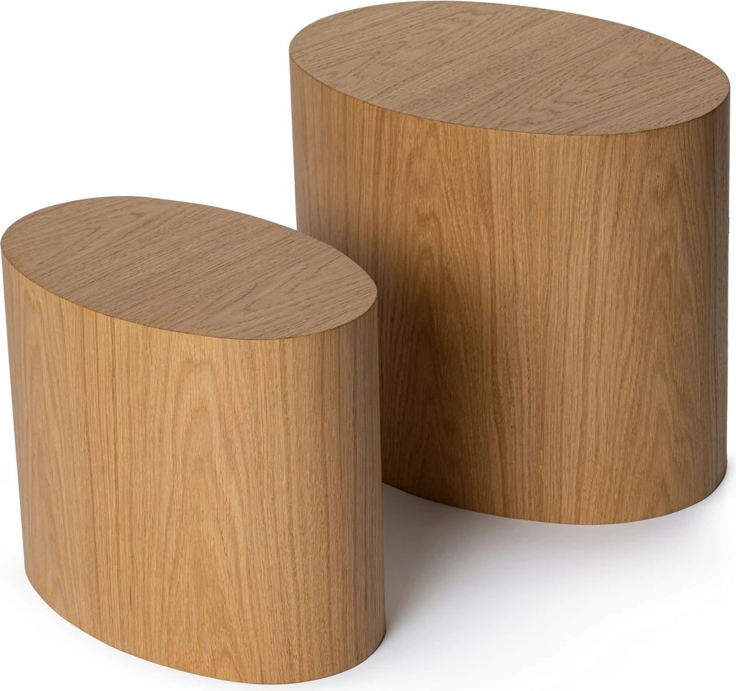 Set tavolinash anësore Nordure, Elipse, ngjyrë lisi