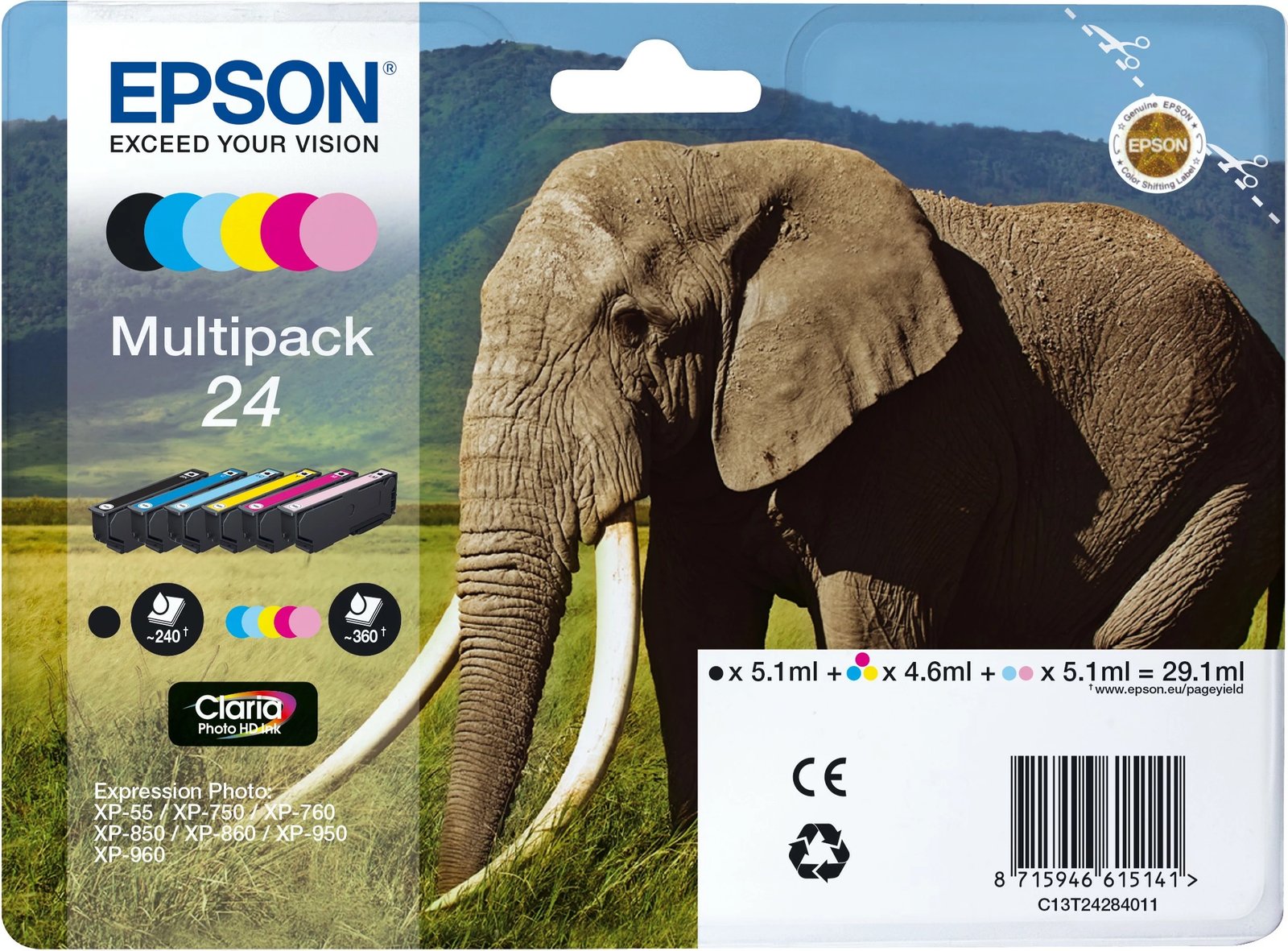 Toner Epson Claria Photo HD 24 Multipack, 6 ngjyra, standard, 5.1ml/4.6ml