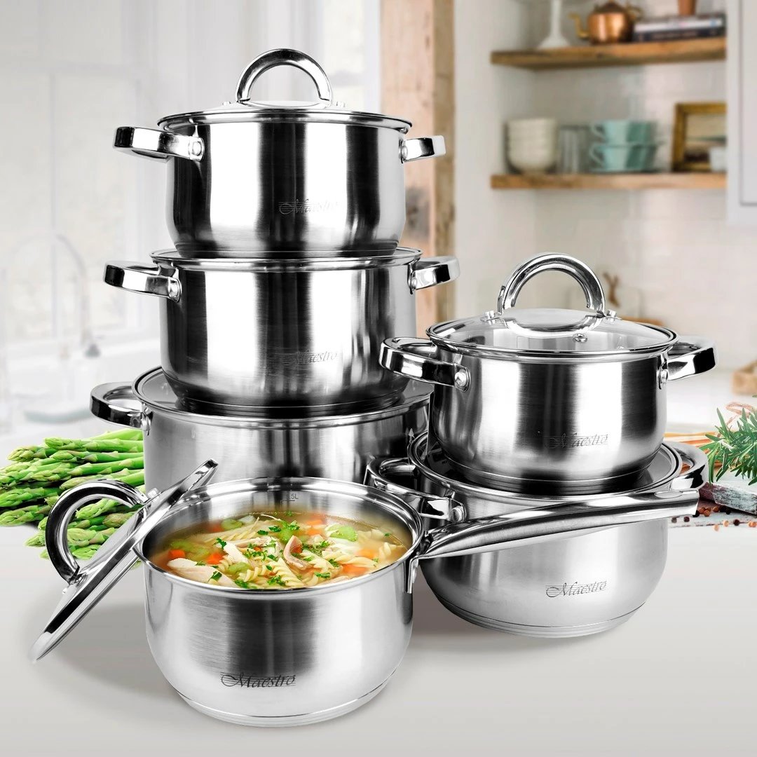 Set me 6 tenxhere Maestro MR-2120 A, çelik inox