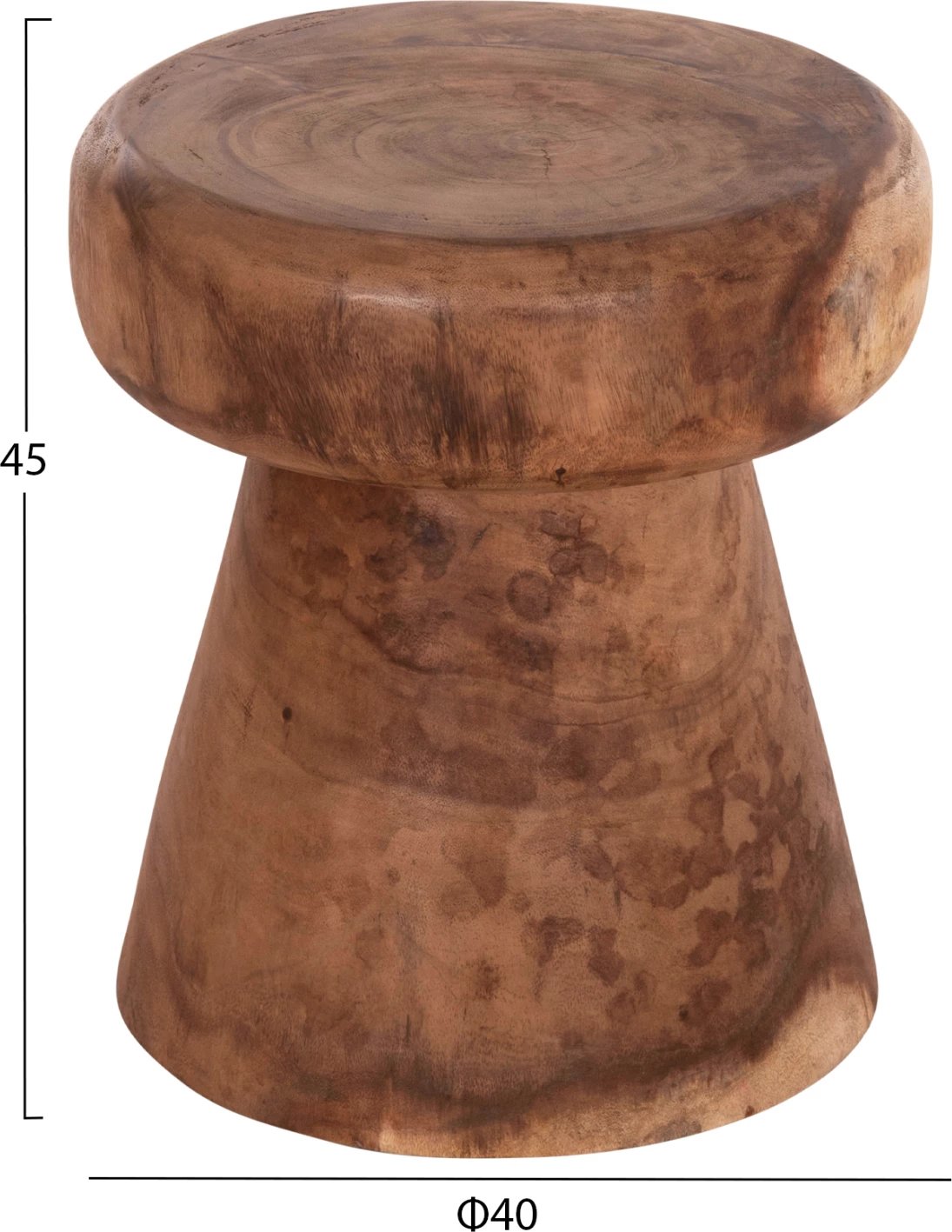 Tavolinë anësore e rrumbullakët CUPRE, dru suar i fortë, ngjyrë natyrale, FH9793.11, 40x45cm