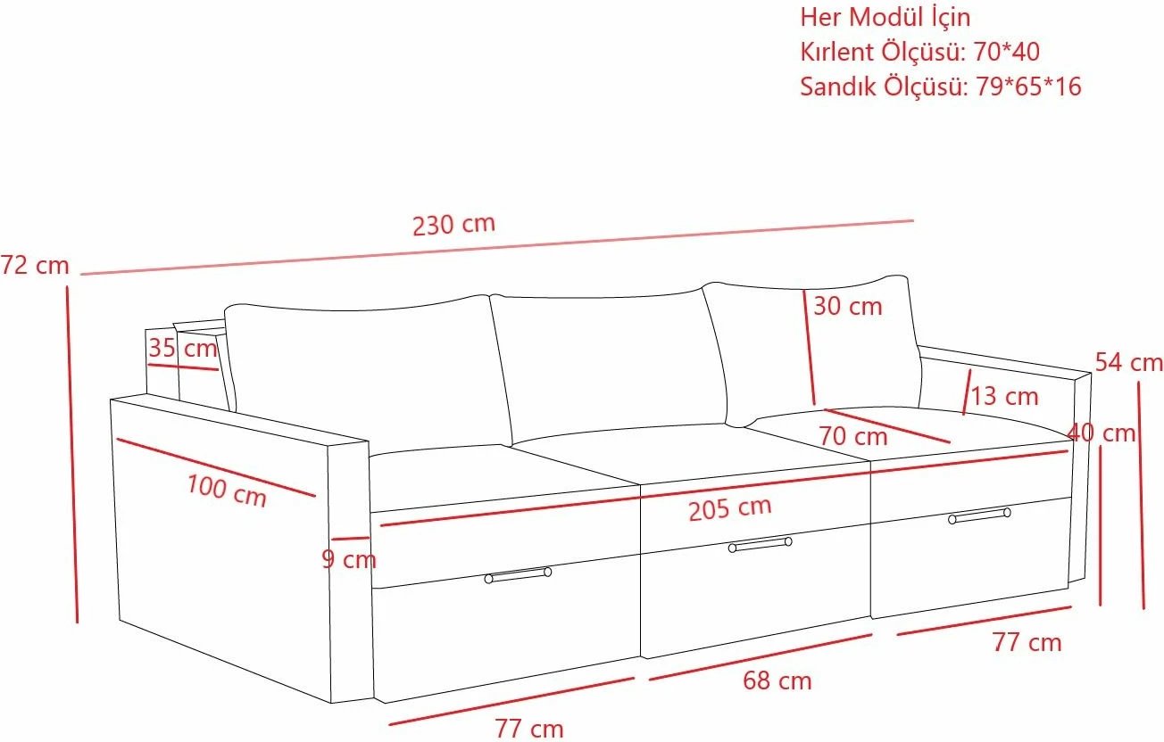 Divan-krevat 3 vendesh, Atelier del Sofa, Saros, krem, 3 pjesë