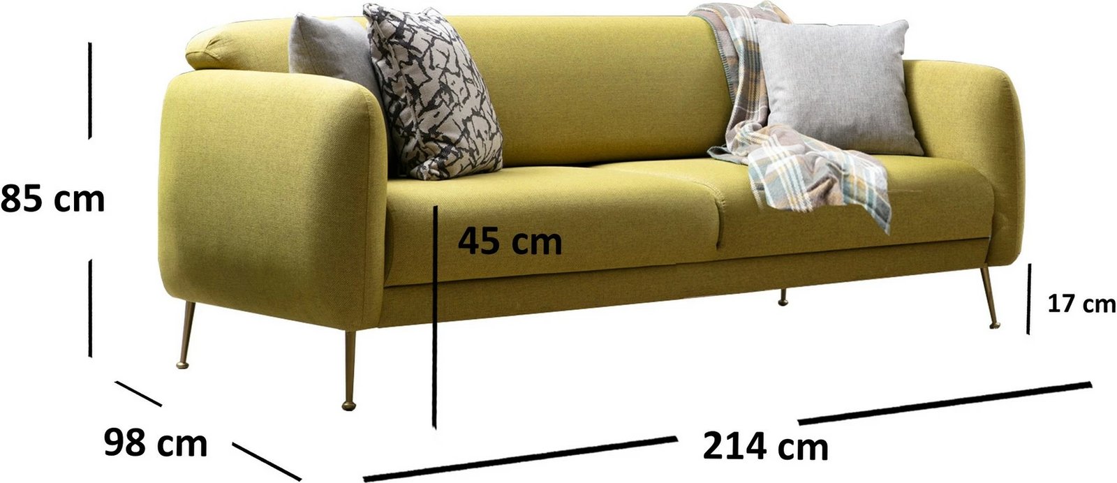 Divan-krevat 3 vendësh, ngjyrë e verdhë, Sevilla, Atelier del Sofa