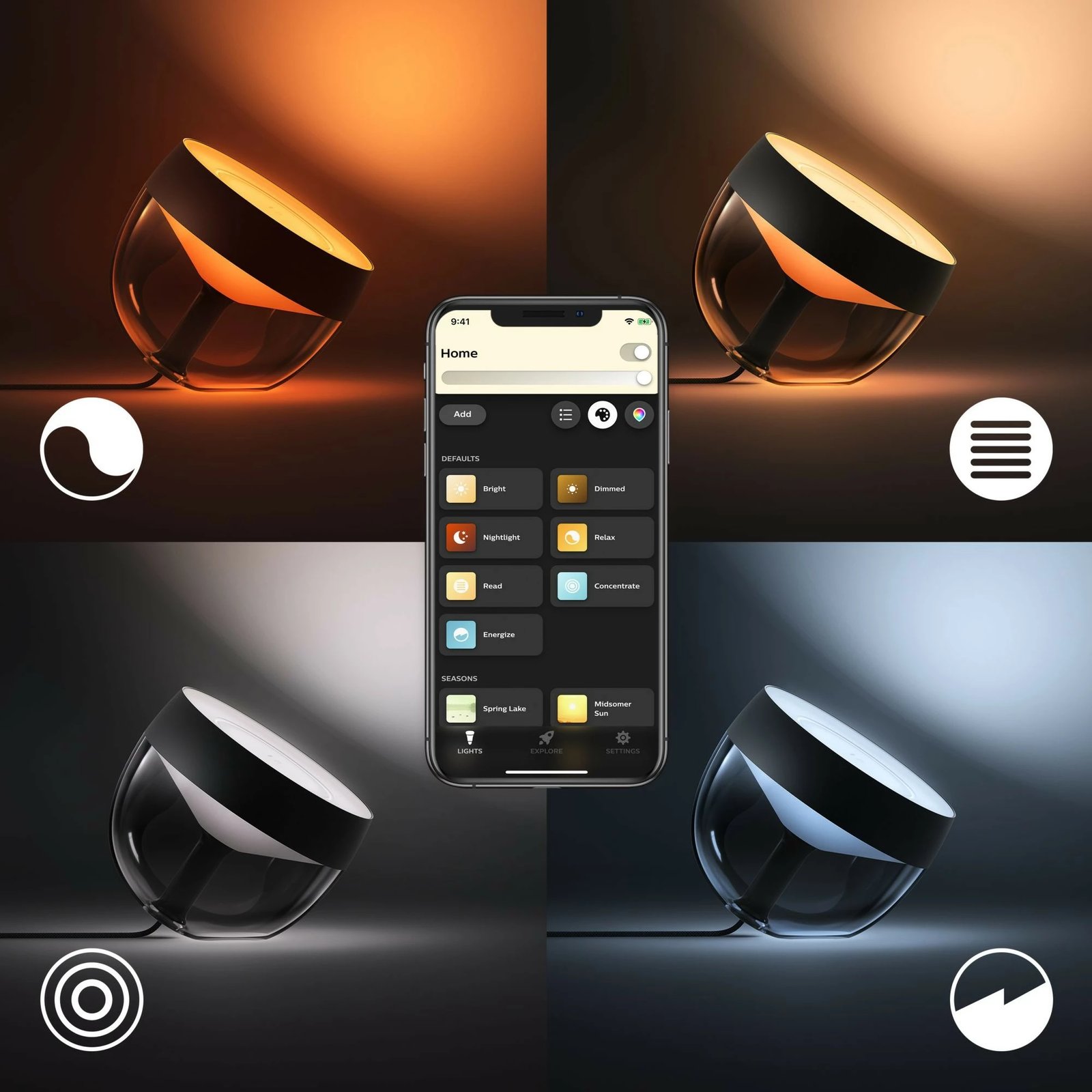 Llambë tavoline Philips Hue Iris, Smart, Bluetooth/Zigbee, LED, Ngjyrë e zezë