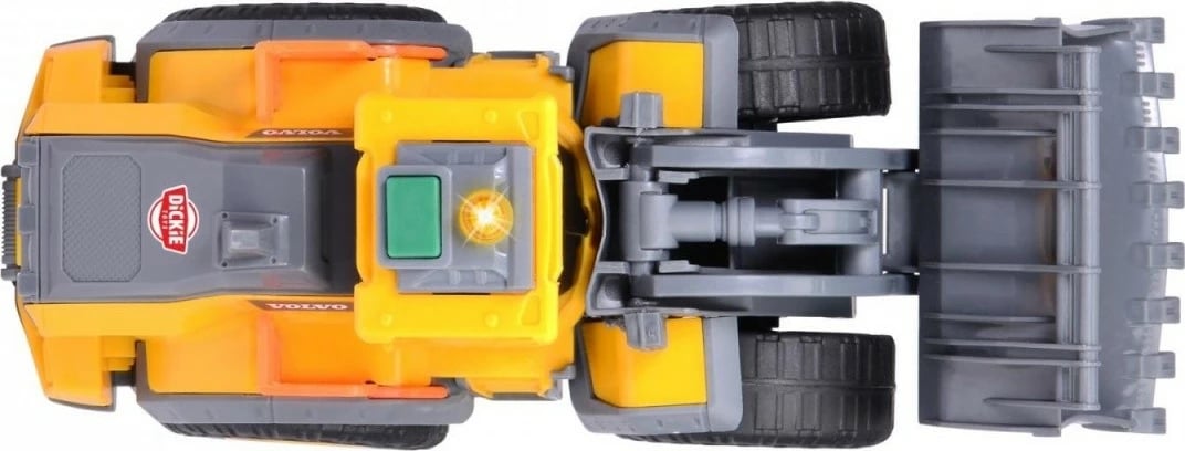 Lodër buldozer Dickie Volvo me dritë dhe zë, 23 cm, e verdhë/e zezë/e gri